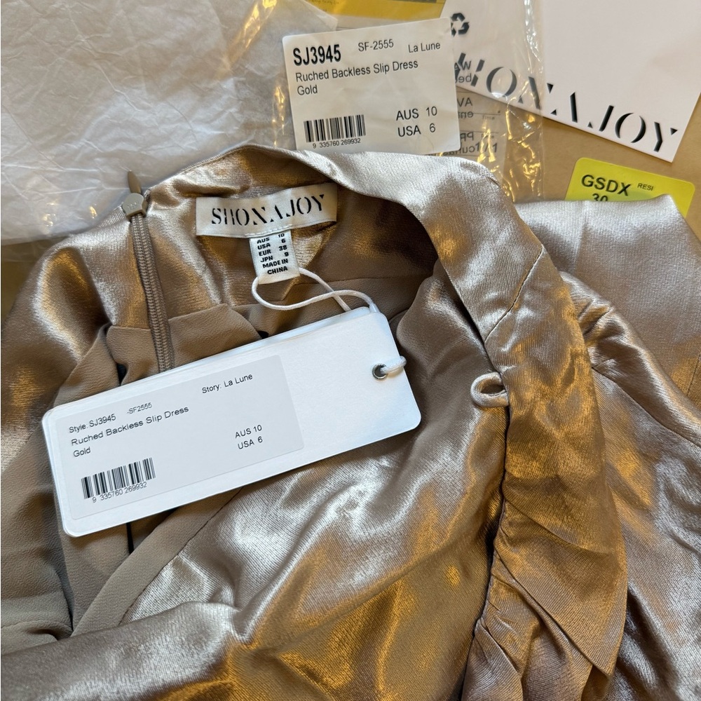 Shona Joy La Lune Lace Back Maxi Dress- Gold - Picture 6 of 8